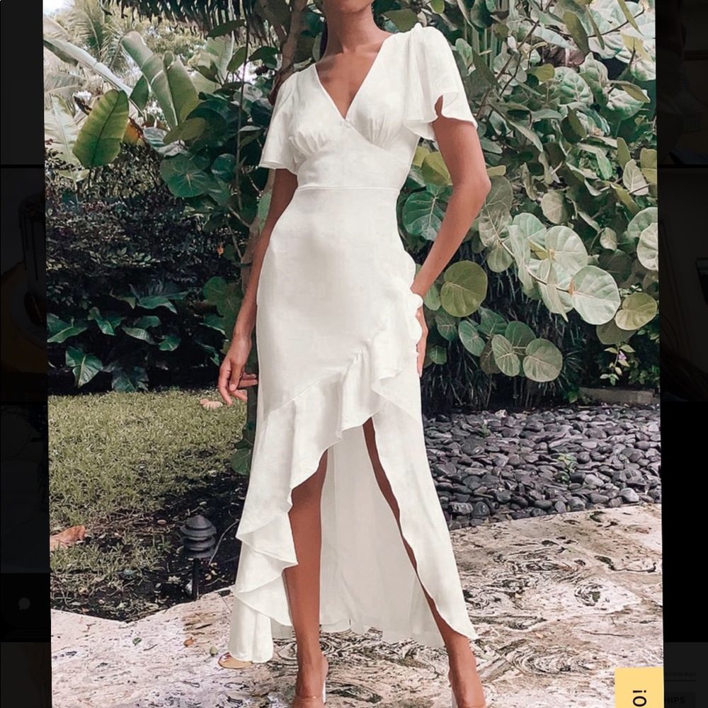 Eternal bond white satin ruffle dress size xl